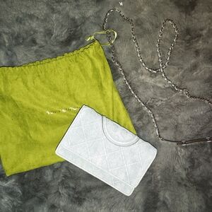 Tory Burch Silver Quilted Clutch